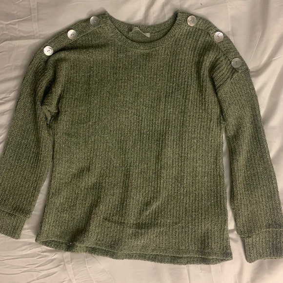 SOLD Sage green sweater with button details - Picture 1 of 3